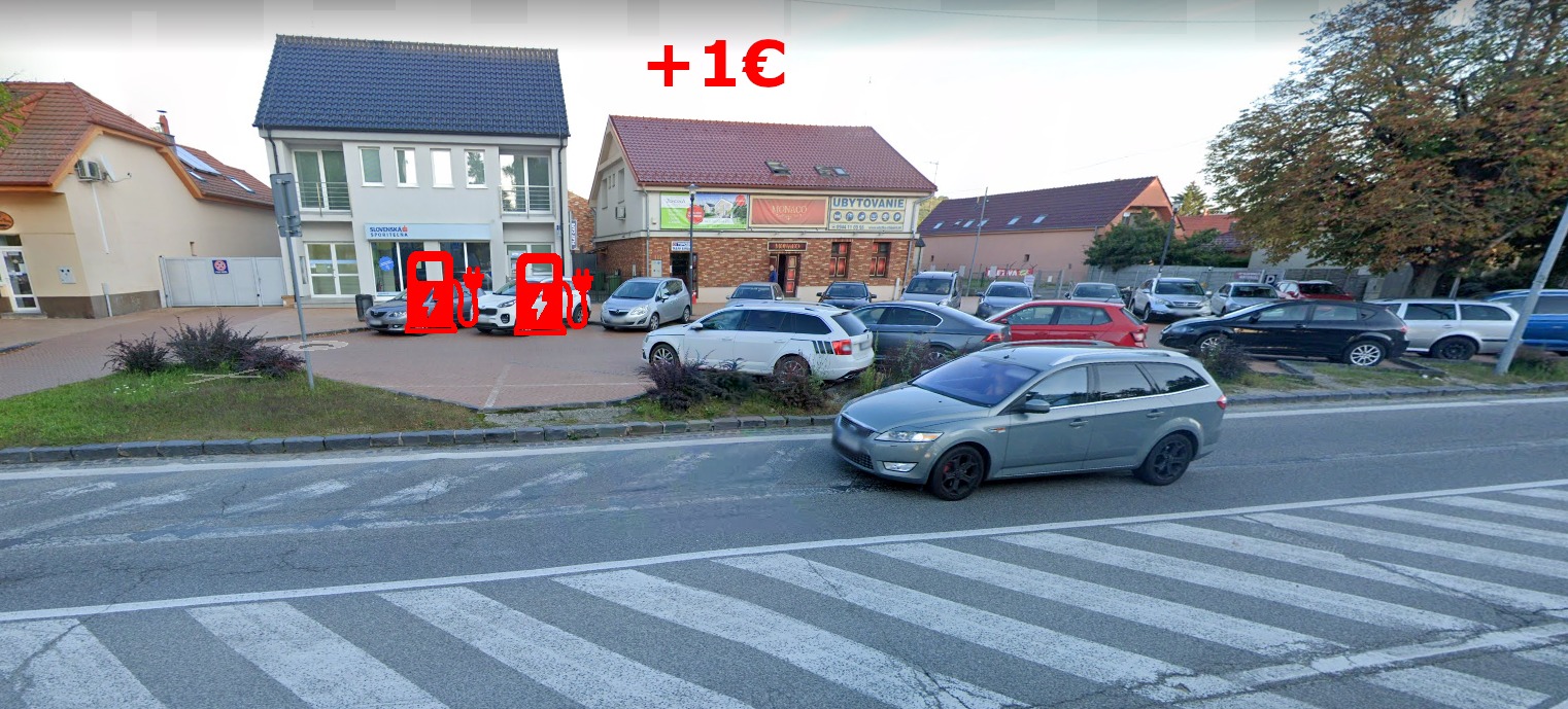 Výzva poslancom k zámeru mesta na prenajatie dvoch parkovacích miest v centre pre elektro nabíjačky.