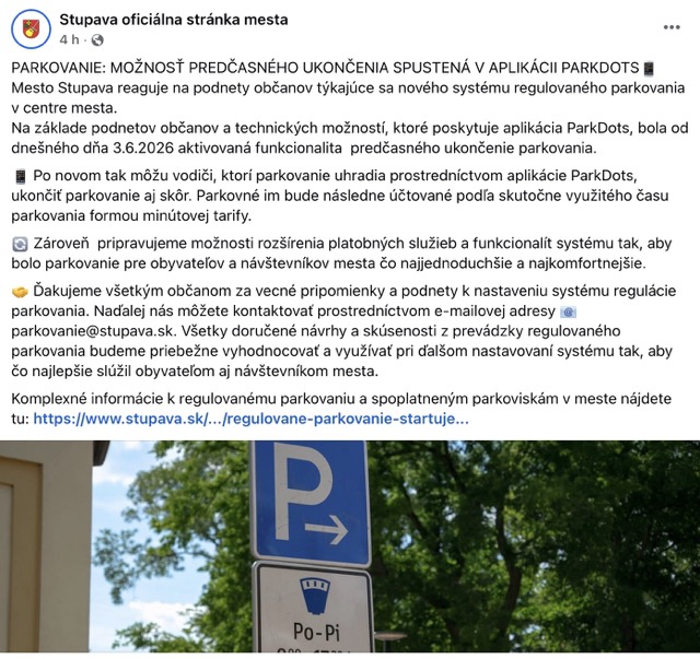 Mesto po spustení parkovania oznámilo zmenu spôsobu účtovania. VZN však stále hovorí o 1 € za každú začatú hodinu